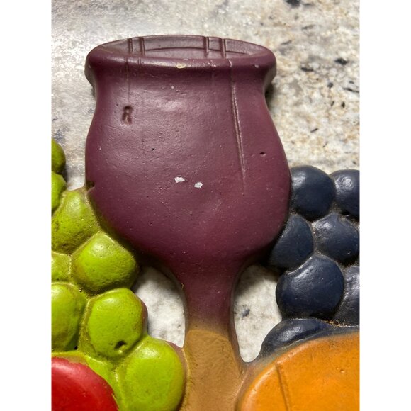 Vintage Midwest Cast Iron Wall Plaque Fruit Cheese Wine 1970s Americana Charm - Picture 7 of 8